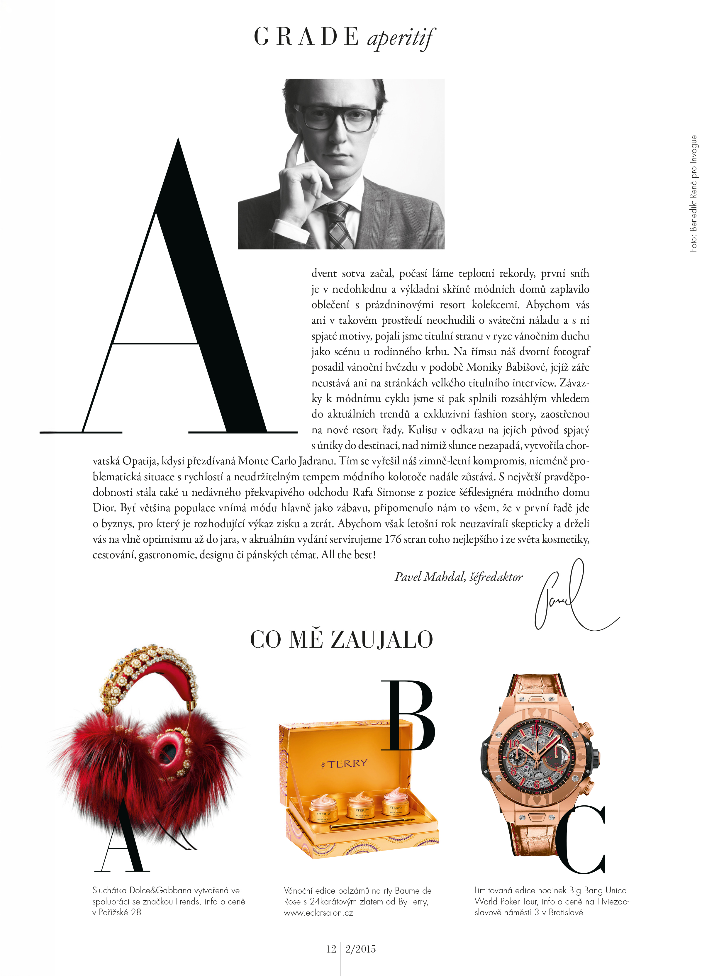 Editorial magazínu GRADE