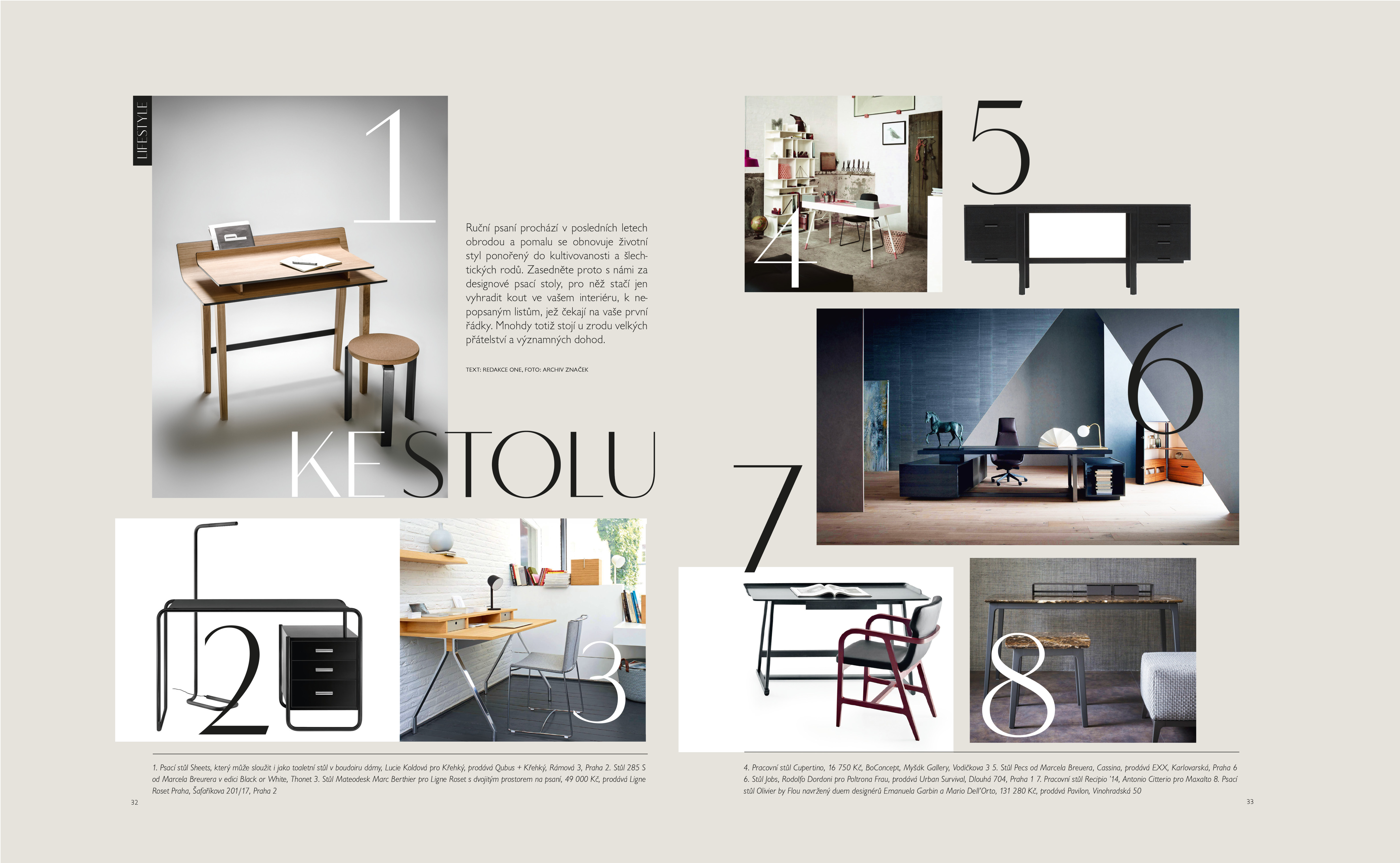 Dvojstrana magazínu ONE o pracovných stoloch